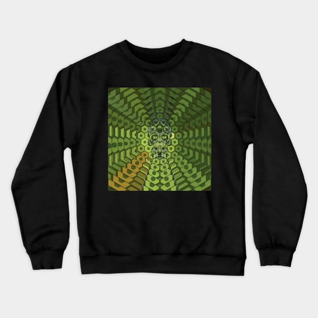 Electroluminated Skull Radiate - Forest Green Crewneck Sweatshirt by Boogie 72